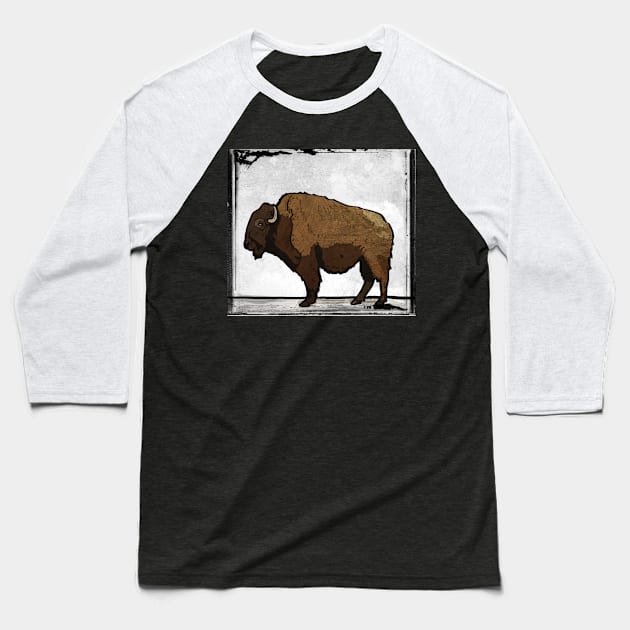 Digital Pop Art Modern Bison Buffalo Print Baseball T-Shirt by SodaArtStudio